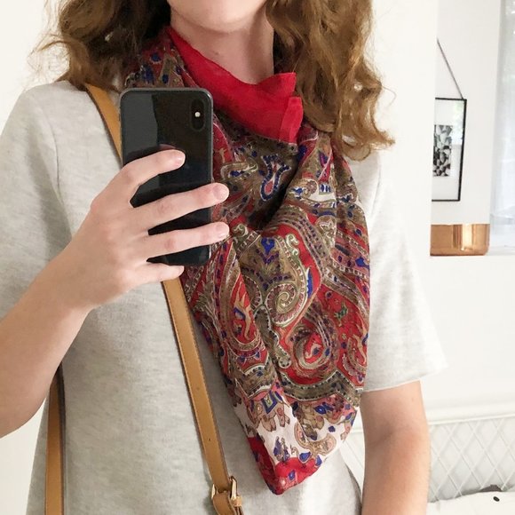 Vintage 100% Silk Boho Animal Print Scarf / Top - Picture 2 of 6